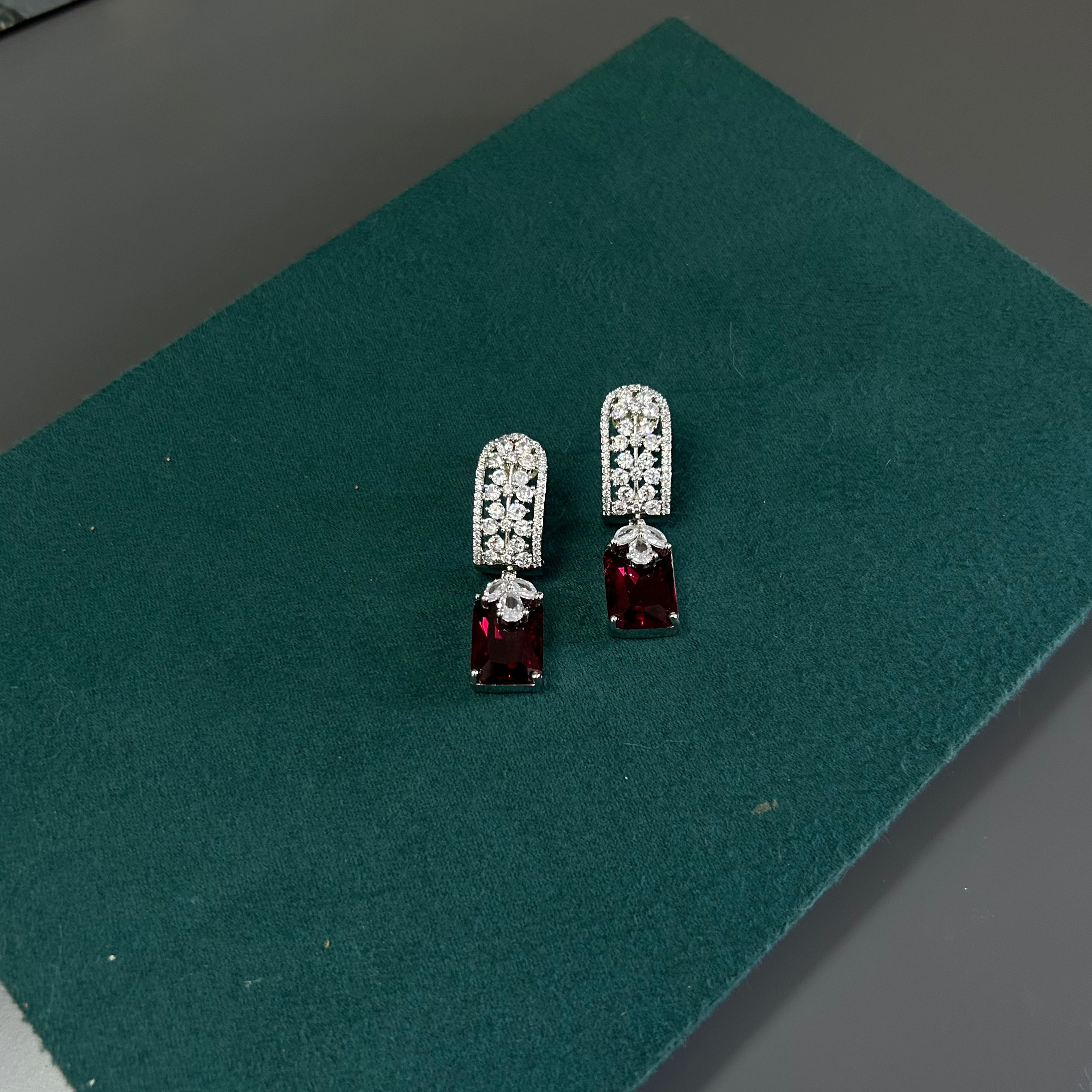 Regal Square CZ Diamond Earrings