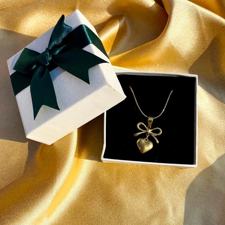 Anti-Tarnish Bow Knot Heart Pendant
