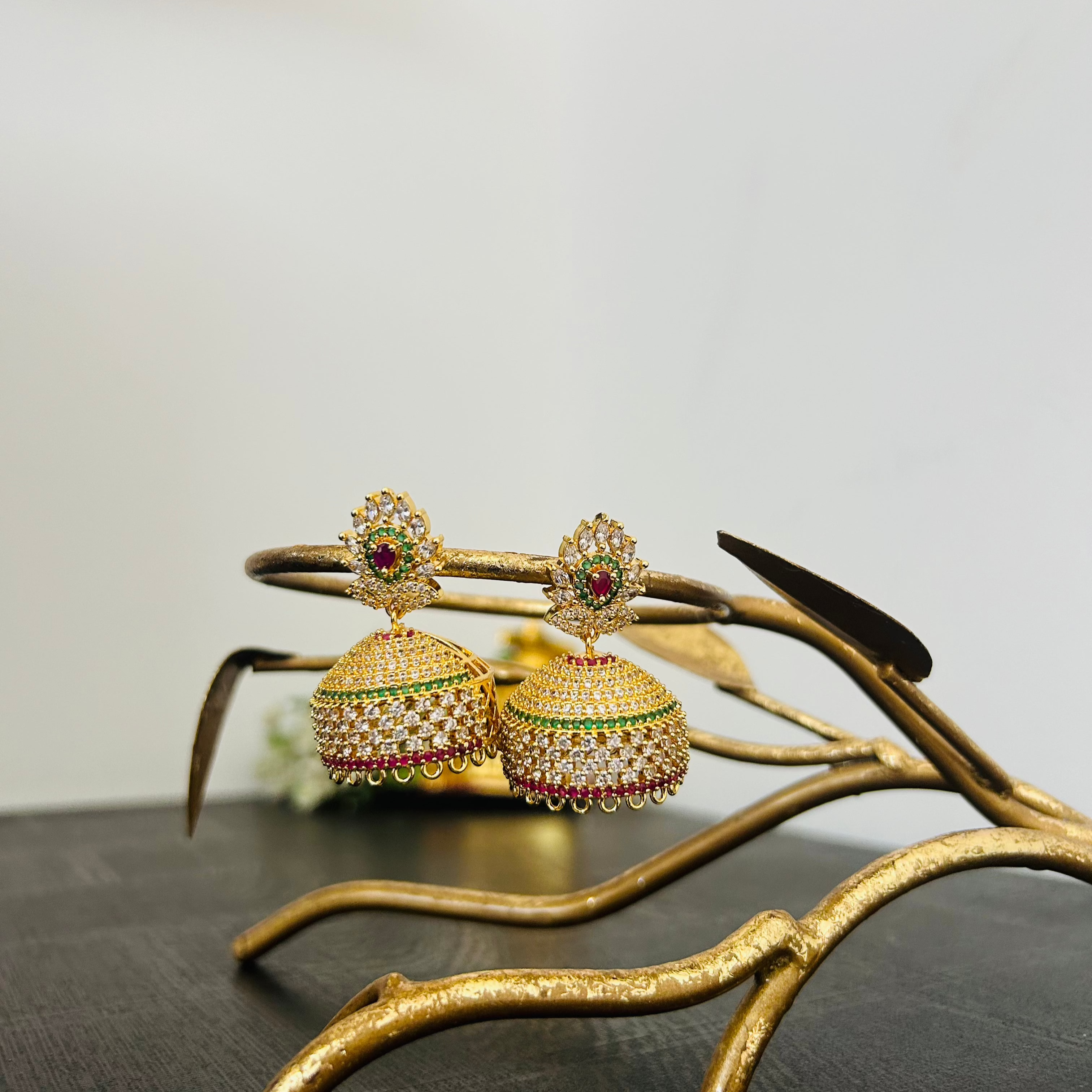 Jhumka Big Size CZ Stone Studded