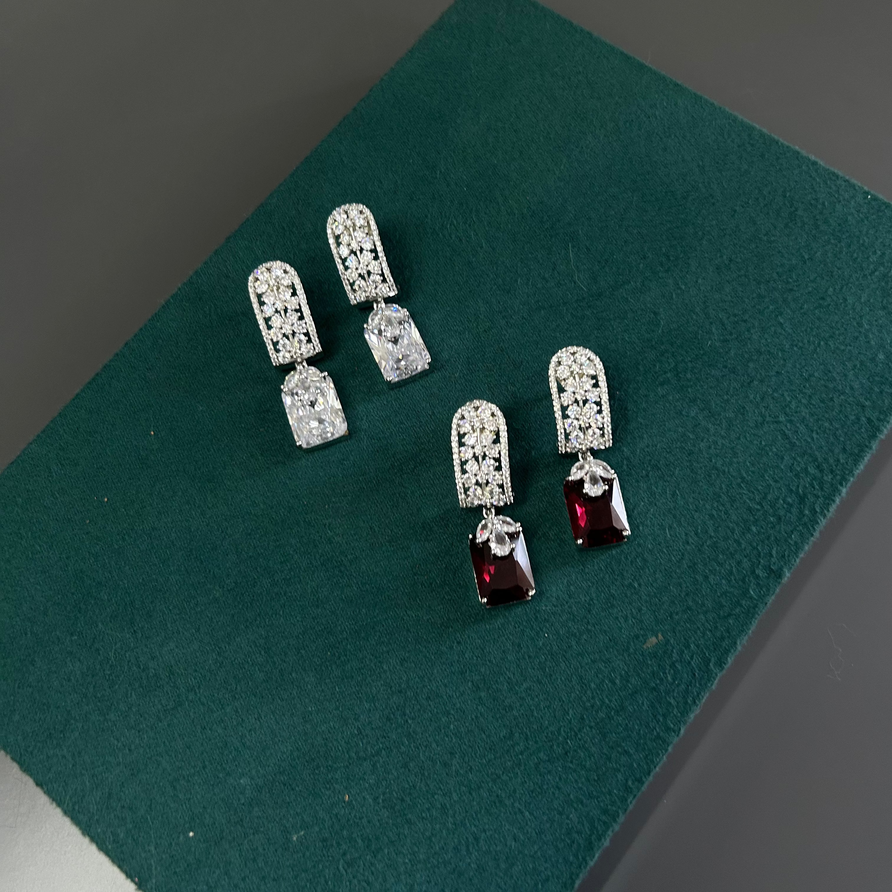 Regal Square CZ Diamond Earrings